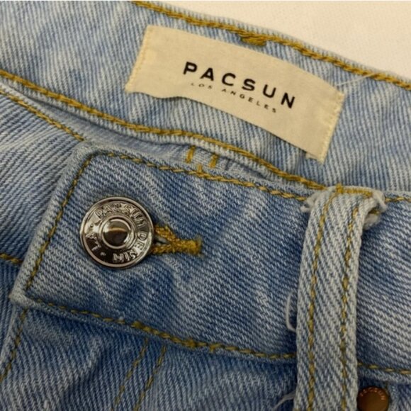 PacSun High-Rise Light Blue Ripped Mom Shorts, 27 - Picture 6 of 6